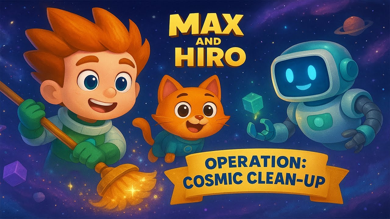 Max and Hiro: Operation Cosmic Clean-Up | Space Adventure for Kids | Eco Mission Animation