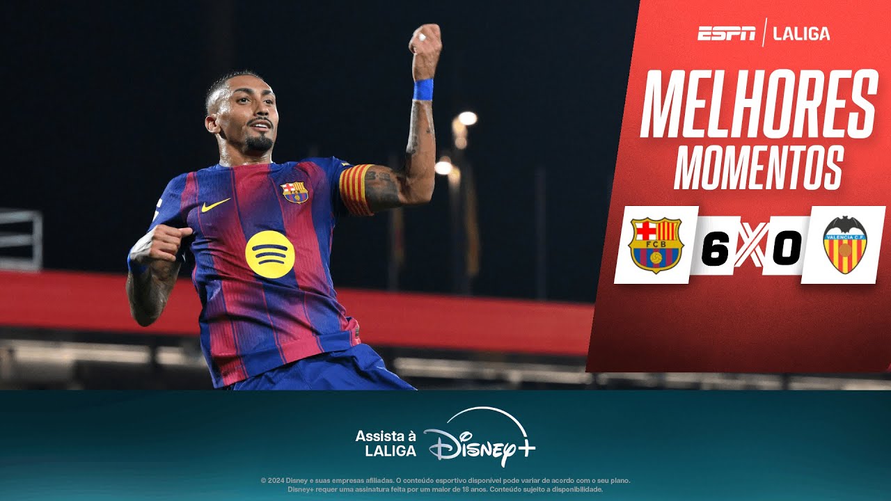 RAPHINHA E LEWANDOWSKI BRILHAM, E BARCELONA ATROPELA O VALENCIA EM LALIGA | Melhores Momentos