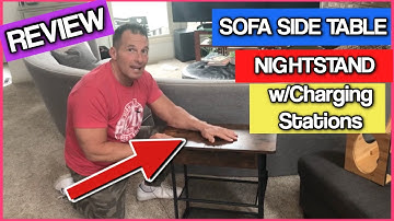 Sofa Side Table with USB Ports and Outlets, Narrow End Table