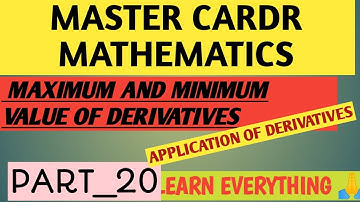 MASTER CADRE MATH//MAXIMA AND MINIMA//APPLICATION OF DERIVATIVES// PART-20