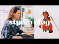 STUDIO VLOG ✸ painting with holbein acrylic gouache &amp; packing patreon happy mail 🧡