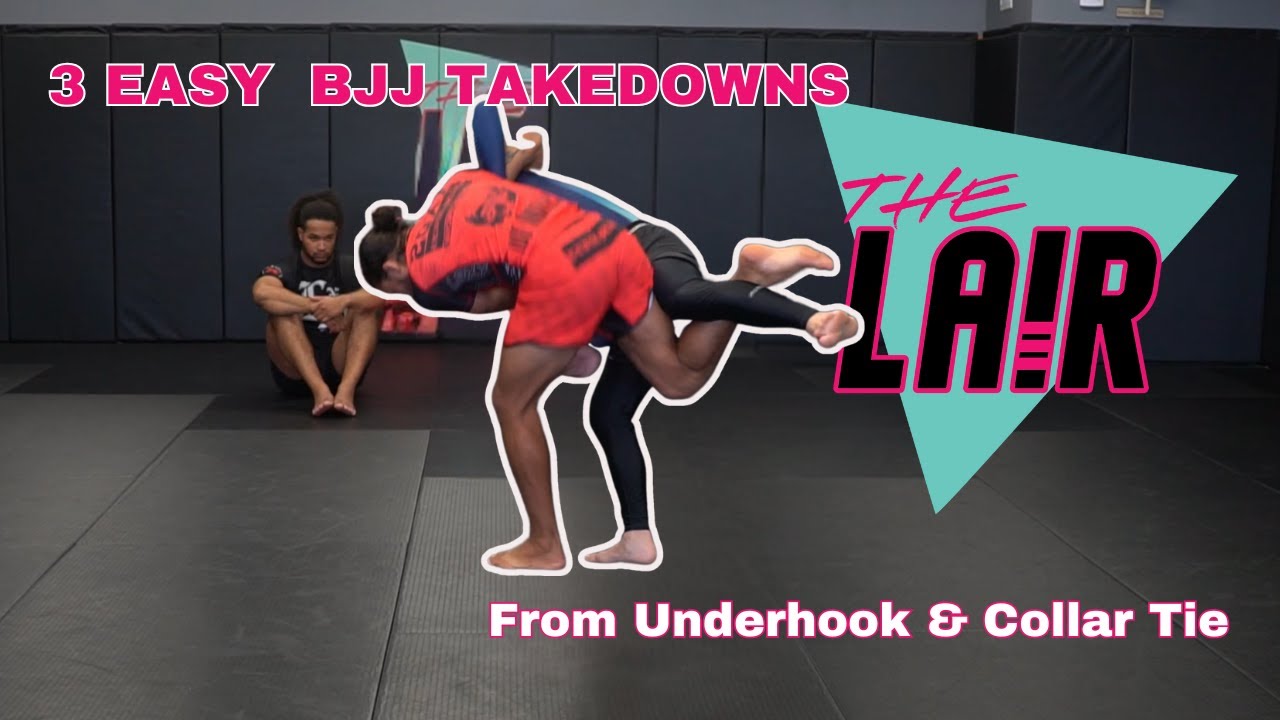3 Easy BJJ Takedowns from Underhook & Collar Tie (Slide By, Neck Pinch, Foot Block)