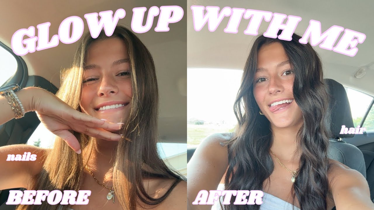 GLOW UP WITH ME FOR COLLEGE *back to school edition* | hair day, nails ...