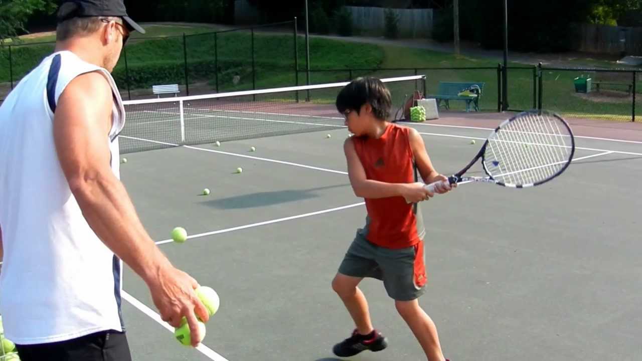 Tennis Fit backhand lesson with Bryan Hiner and  Joshua  Lesson 2.MOV