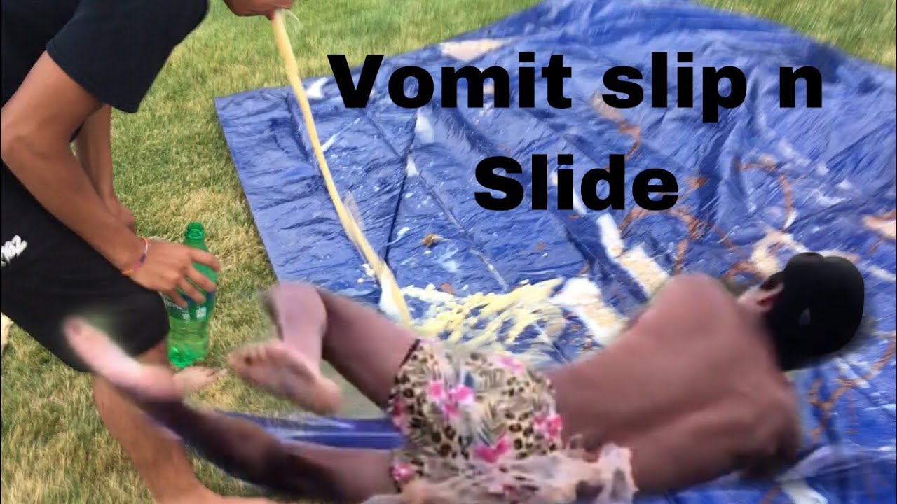 Milk challenge (with sprite and bananas) and slip n slide vomit