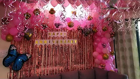 Anniversary Balloon Decoration || balloon decoration || surprise decoration🥳#surprise #anniversary