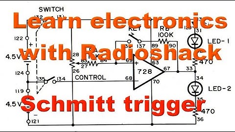 Op amp used as Schmitt trigger. Learn electronics with Radioshack.