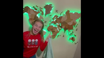 LED Map World Wall Map Anniversary Gift World Map Wooden Travel Push Pin Map Rustic Home