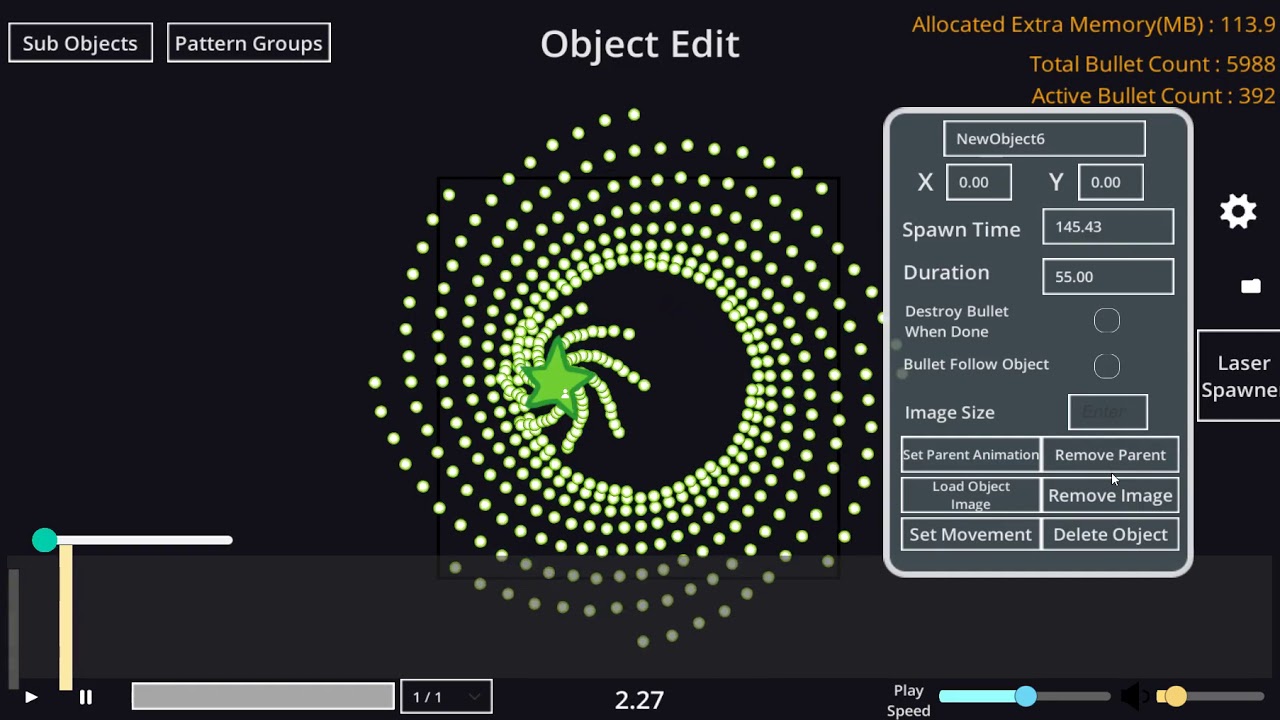 Bullet hell editor - YouTube