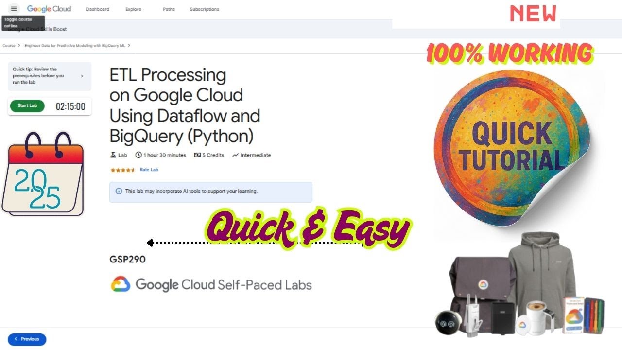 Обработка ETL в Google Cloud с использованием Dataflow и BigQuery (Python) || GSP290 | 