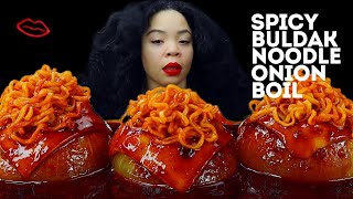 Spicy Buttery Onion Boil, Buldak Noodles |TikTok Viral | MukbanG ASMR | Mmm ASMR