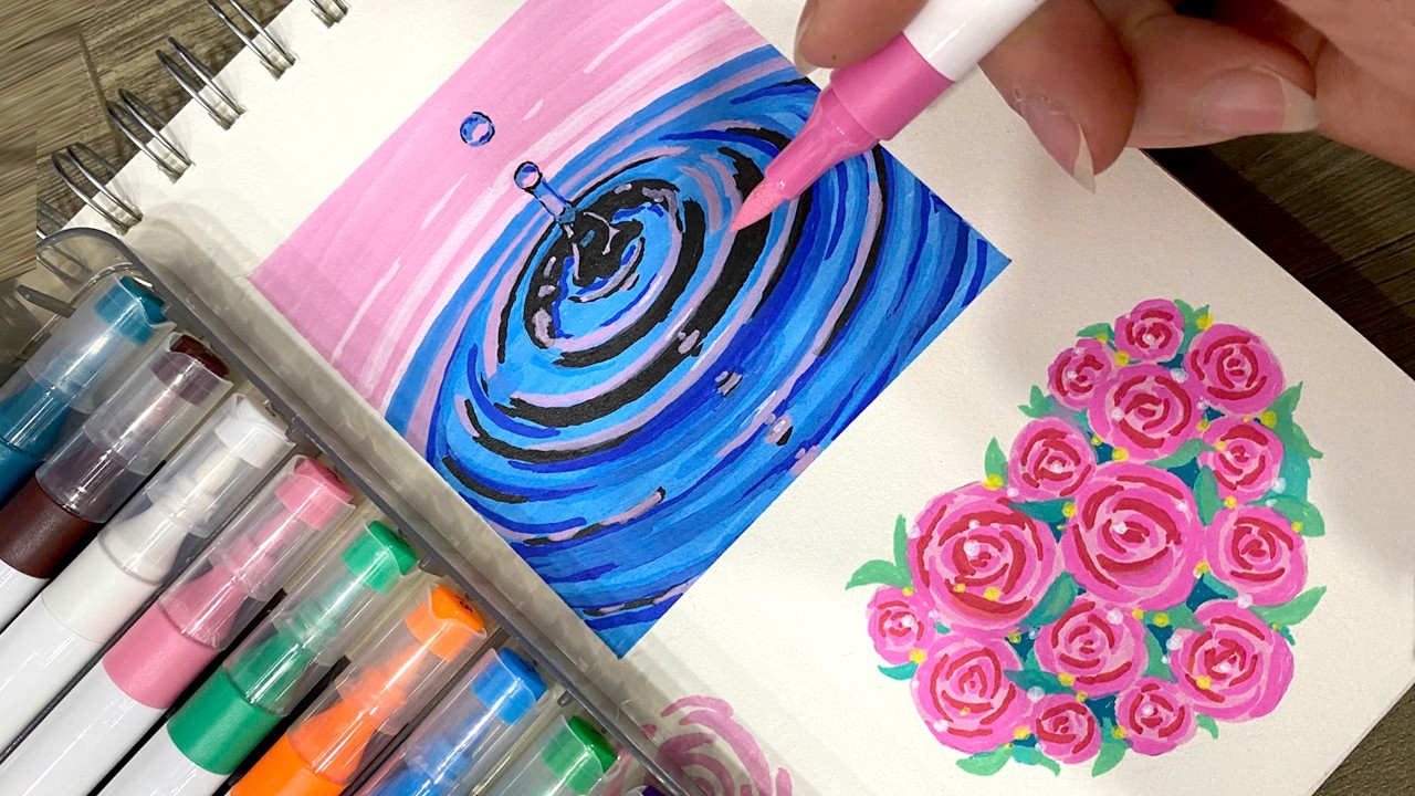 ACRYLIC MARKER for The First Time | Unboxing 24 Color Set | I started drawing immediately.