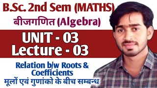 BSc 2nd Sem Maths | मूलों एवं गुणांकों के बीच सम्बन्ध | बीजगणित (Algebra) | 2025