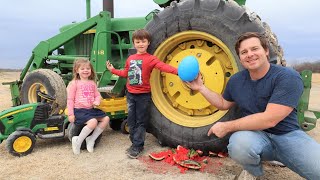 Using Tractors On The Farm To Crush Everything  Tractors For Kids