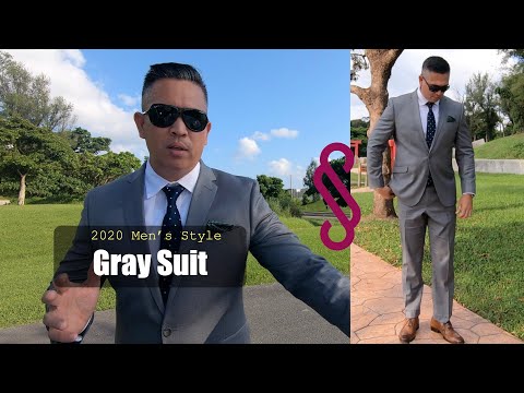 black dress with gray suit