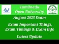 TN Open University August 2025 Exam Update Latest News Tamil Vijay Mass Media 