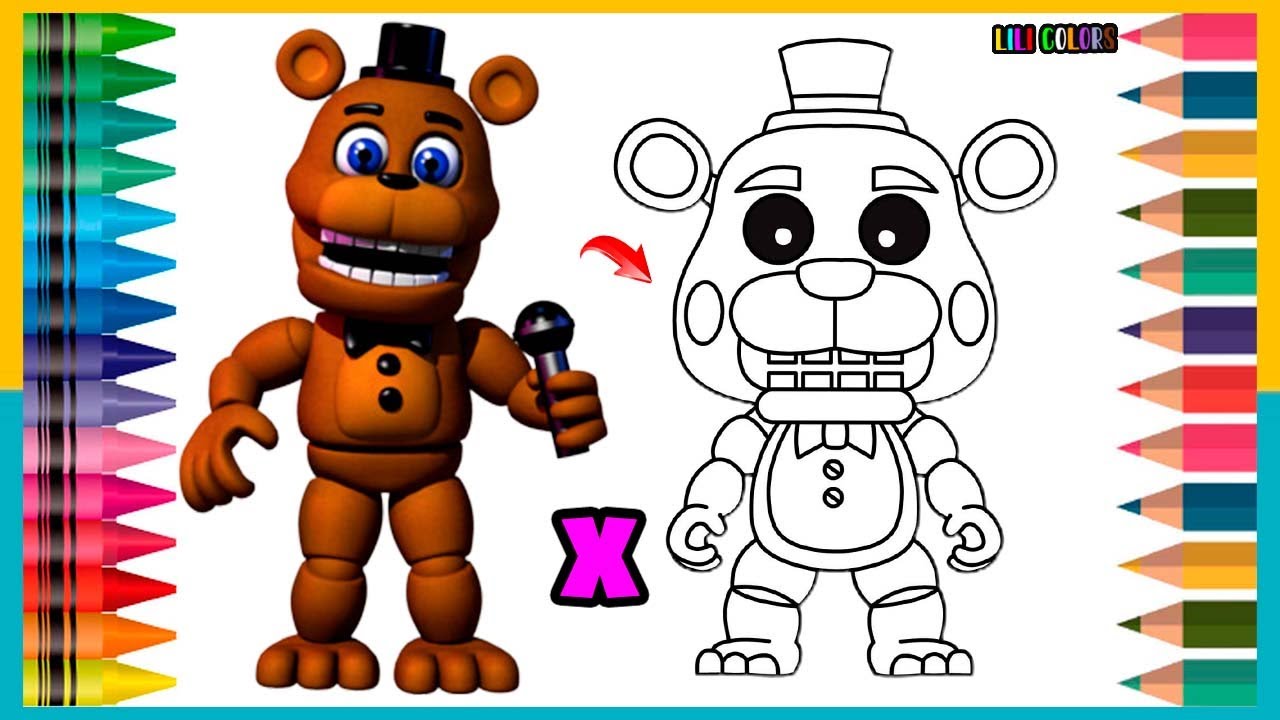 Desenho de Freddy de Five Nights at Freddy's pintado e colorido