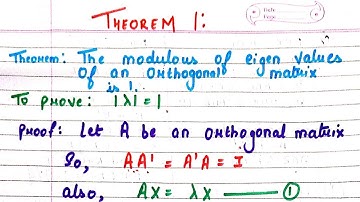 Theorem: Modulus of Eigenvalues of Orthogonal Matrix = 1 | Linear Algebra | B.Sc Maths