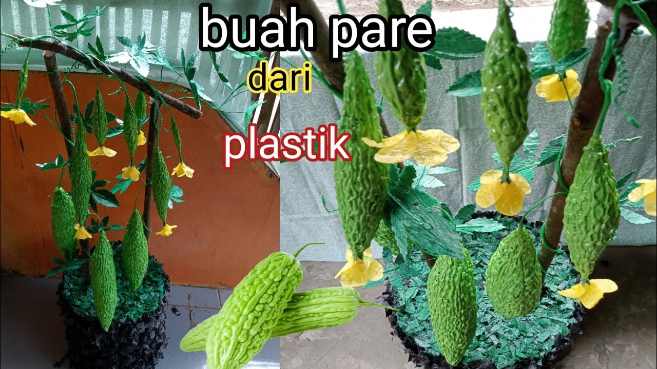 cara membuat tanaman hias dari kresek|pohon buah pare dari kresek| kerajinan tangan|viral|DIY