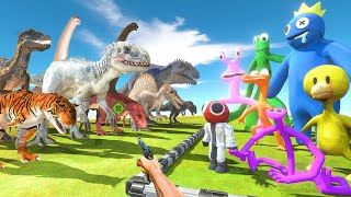 FPS Avatar Jurassic Park Rescues Rainbow Friends and Fights DinosaursAnimal Revolt Battle Simulator