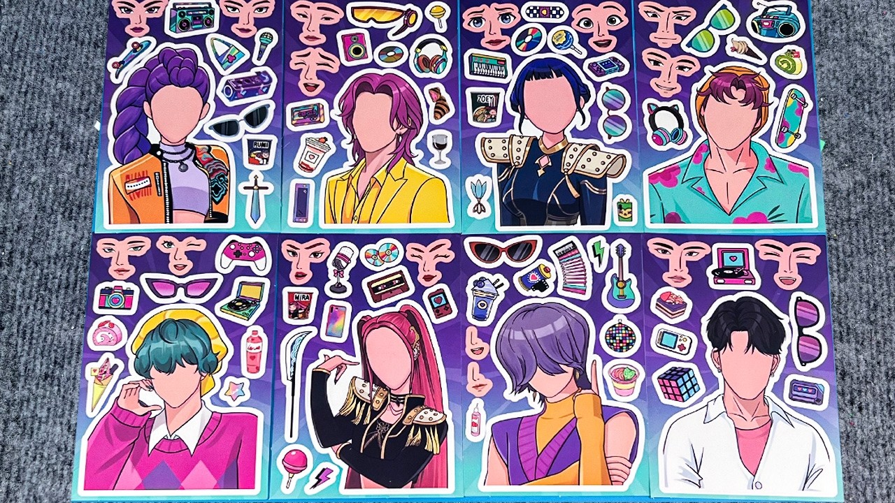 92 Minutes Satisfying💖Decorate with Sticker Book HUNTRIX SAJA BOYS KPOP DEMON HUNTERS🌈Unicorn Paper