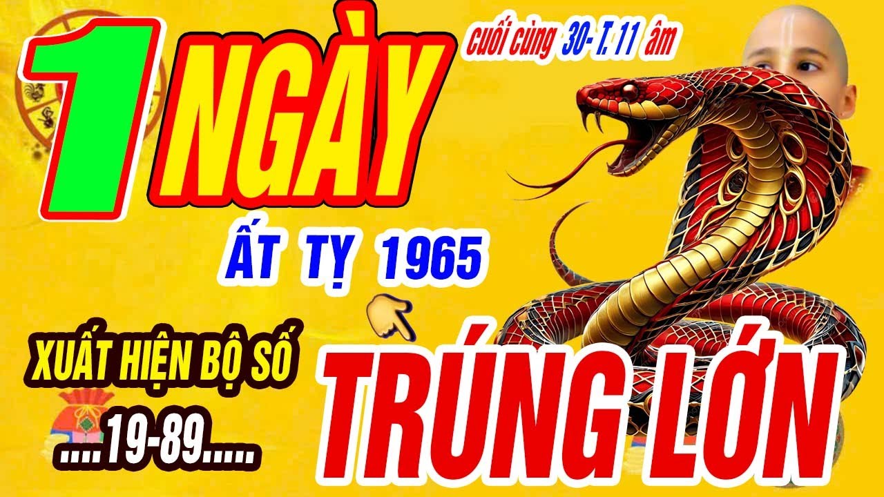 Xuất Hiện Bộ Số Đổi Vận ẤT TỴ 1965 Tài Lộc Bùng Nổ Giàu kếch Xù Đúng ngày Cuối Cùng 30/11 âm