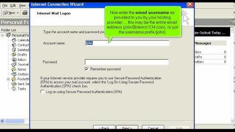 Creating an email account in Outlook 2000