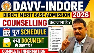 DAVV Indore Direct Merit Based Admission 2026 | Counselling Date, Documents & Complete Schedule #dav