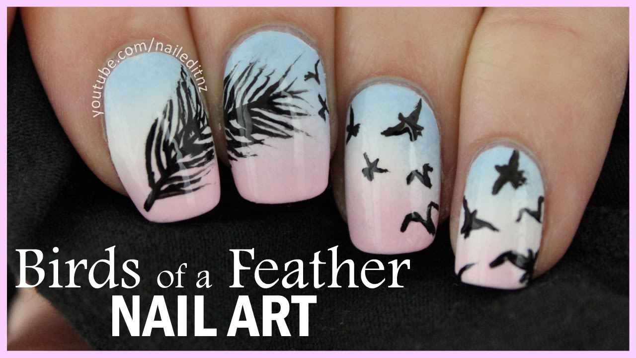Birds Of A Feather Nail Art Gradient - YouTube - Birds Of A Feather Nail Art Gradient - YouTube