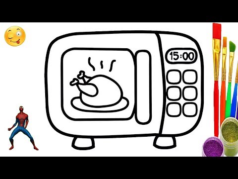 How To Draw Microwave Coloring Pages For Kids| Learn Color And Drawing With Dancing Spider Man
