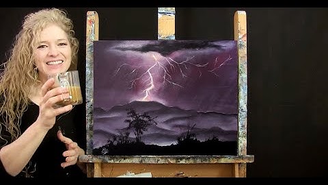 Learn How to Paint LIGHTNING OVER MOUNTAIN with Acrylic - Paint & Sip at Home- Step by Step Tutorial