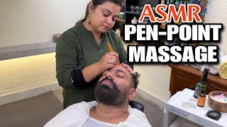 Asmr Deep tissue Pressure Point Head massage with Pen tool , Neck cracking ! Indian Massues PINKY