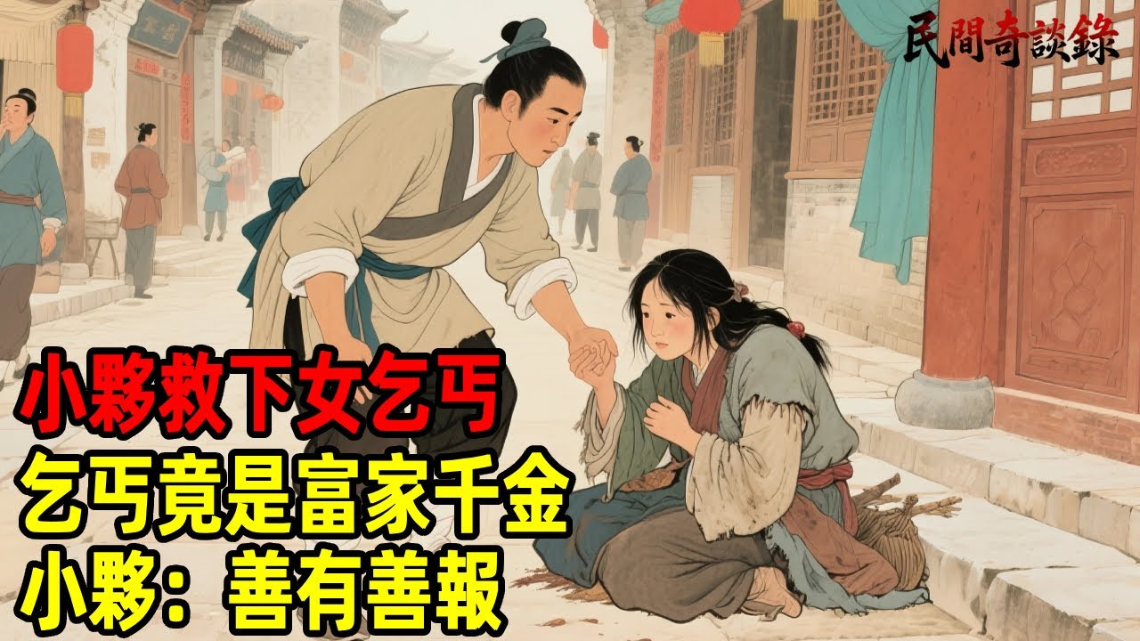 小夥救下女乞丐，乞丐竟是富家千金，小夥：善有善報！【民間奇談錄】#民間故事 #台灣傳說 #懸疑故事 #銀髮頻道 #懷舊故事 #助眠故事