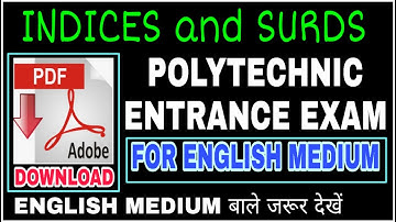 indices and surds polytechnic,polytechnic entrance exam indices and surds for english medium student