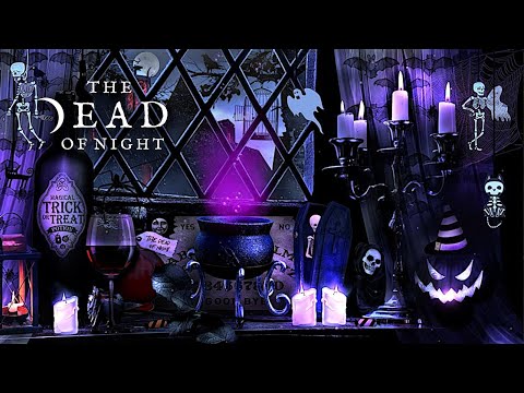 Gothic Halloween Window Display Ambience 🎃🖤💜🕷️🕸️ | Spooky Halloween Sounds with Rain & Thunder