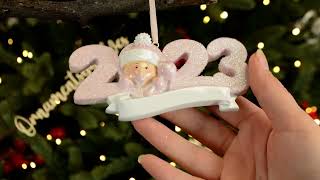 Ornaments by Elves: Personalized Pink 2023 Dated Year First Christmas Ornament OBE-OR895-P