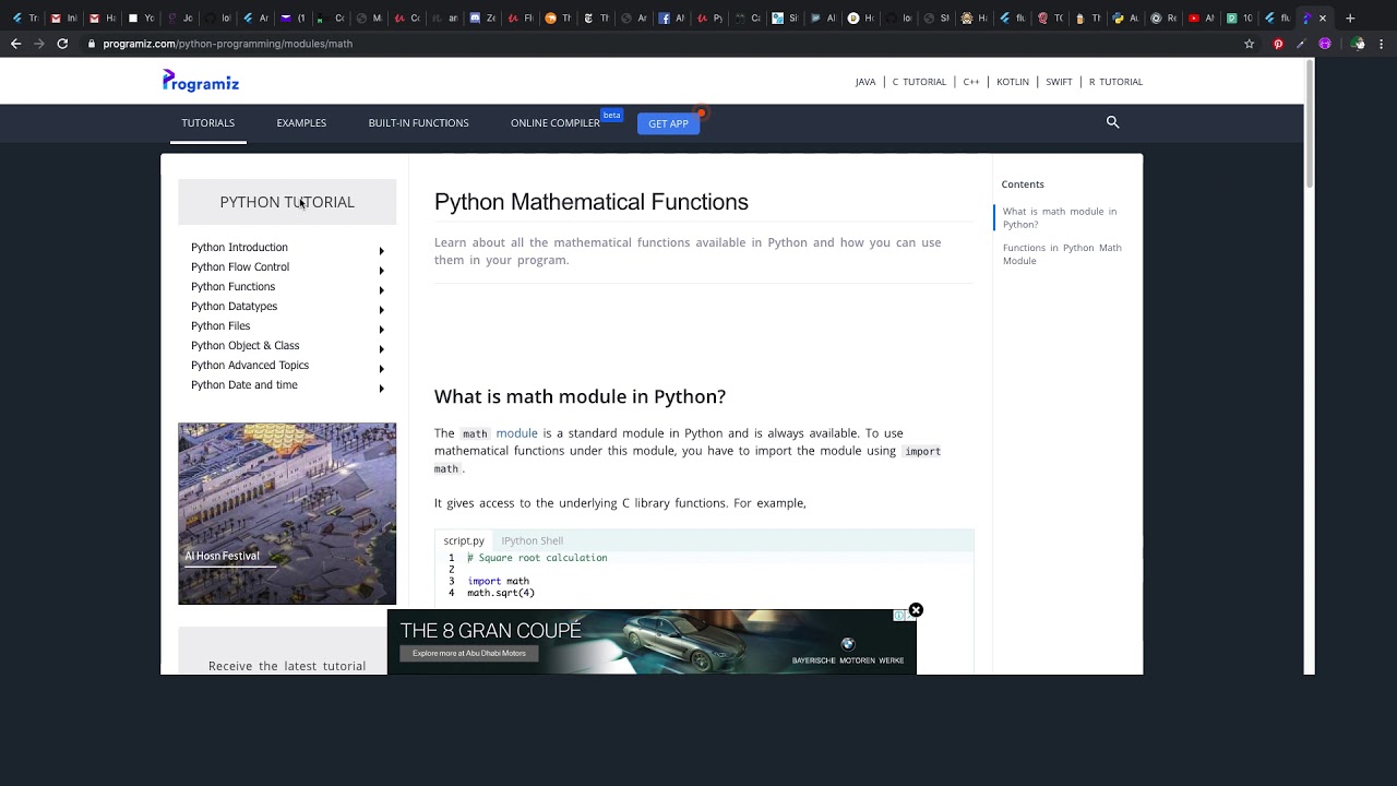 MATH FUNCTION IN PYTHON YouTube MATH FUNCTION IN PYTHON YouTube