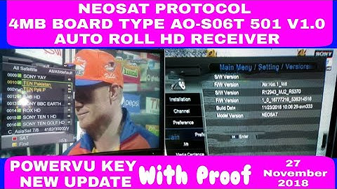 NEOSAT PROTOCOL SOFTWARE / SONY NETWORK OK | POWER KEY NEW UPDATE 27 NOVEMBER 2018