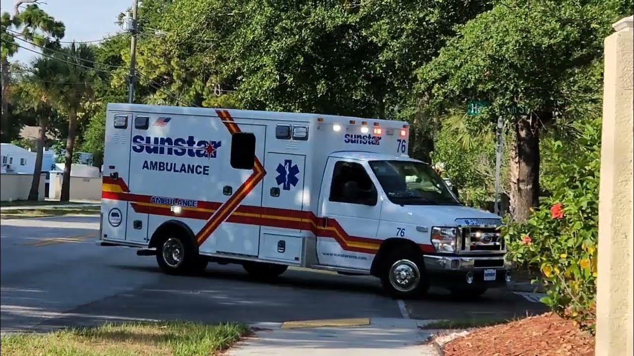 SUNSTAR EMS AMBULANCE UNIT 76 RESPONDING EMERGENCY TO FIRE / MEDICAL CALL IN PINELLAS COUNTY, FL