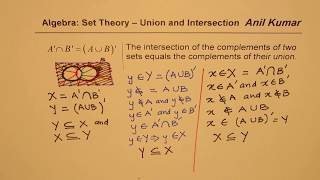Intersection Of The Plements Is Equal To Plement Of Union Algebra Set Theory Intersection Of The Plements Is Equal To Plement Of Union Algebra Set Theory