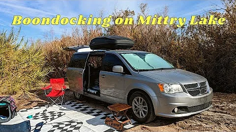 BOONDOCKING on Mittry Lake in My Minivan Camper Co...