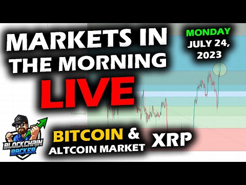 MARKETS in the MORNING, 7/24/2023, XRP Hits Range Low, BTC 30+ Day Range, Doge and Stocks Up, Elon X