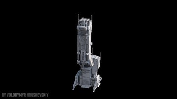 Low - poly 3D Sci - fi building - Tower - Construction Module 2