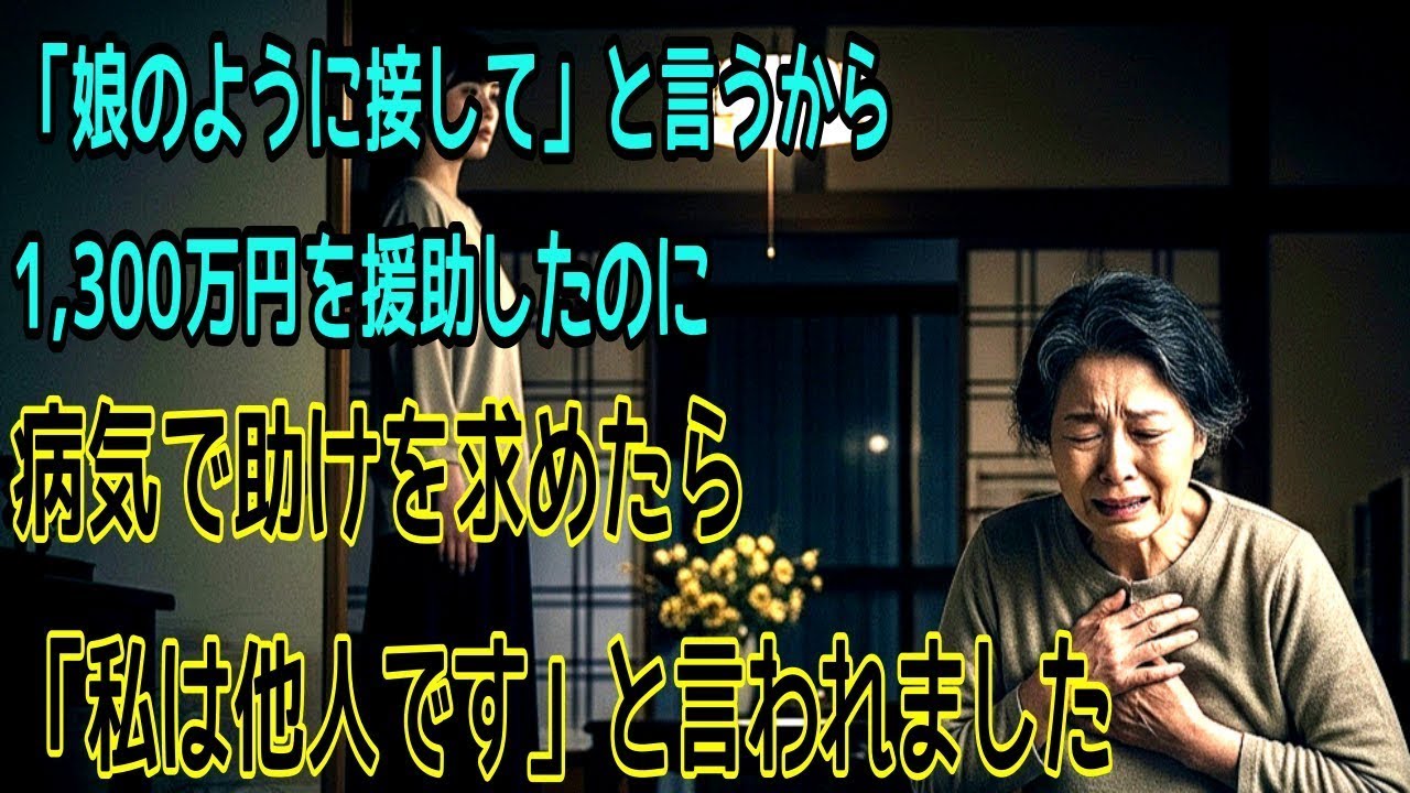「娘のように接して」と言うから1,300万円を援助したのに病気で助けを求めたら「私は他人です」と言われました