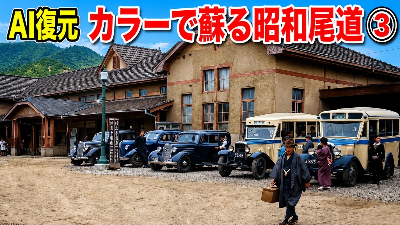 AIで蘇る尾道③】懐かしの尾道モノクロ写真がカラーに！尾道駅・渡船
