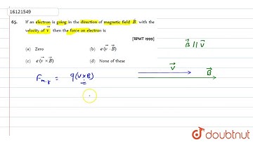 "If an electron is going in the direction of magnetic field `vecB` with the velocity of