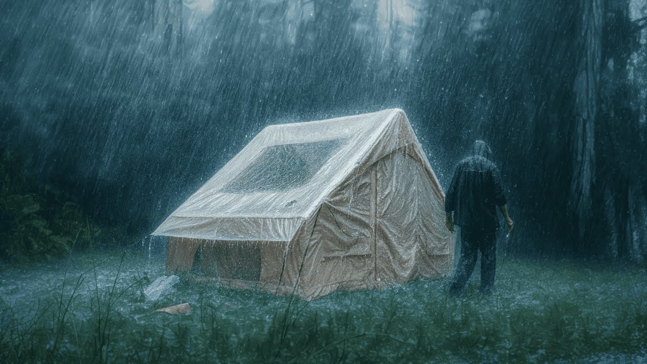 ⛈️THE HEAVIEST & LONGEST RAIN‼️Solo CAMPING with Cozy Luxury Tent - Flood Everywhere