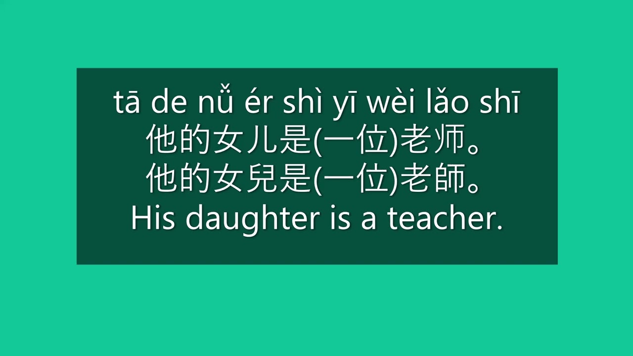His Daughter Is a Teacher in Mandarin Chinese | Mandarin Chinese Pronunciation
