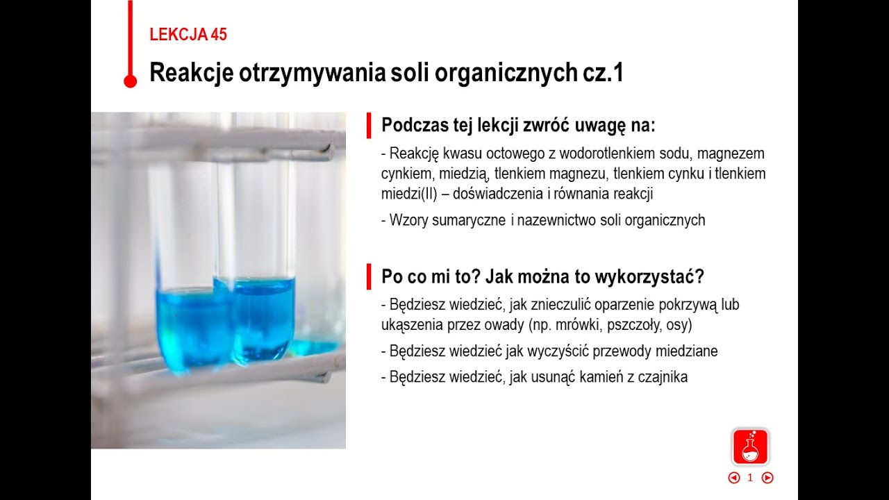 Chemia - klasa 8 - Reakcje otrzymywania soli organicznych cz.1 - YouTube