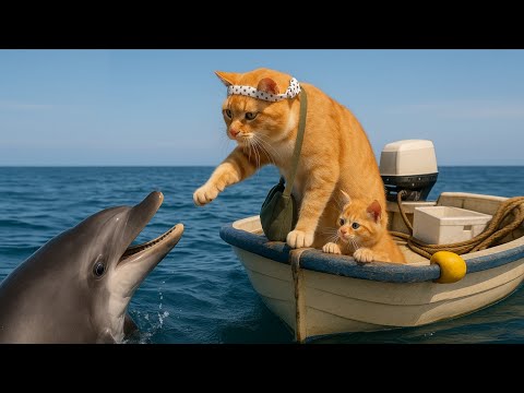 Mama Cat Take Kitten To Sea Catch Fish And Saves Dolphin Family Trapped Underwater Touching Story 